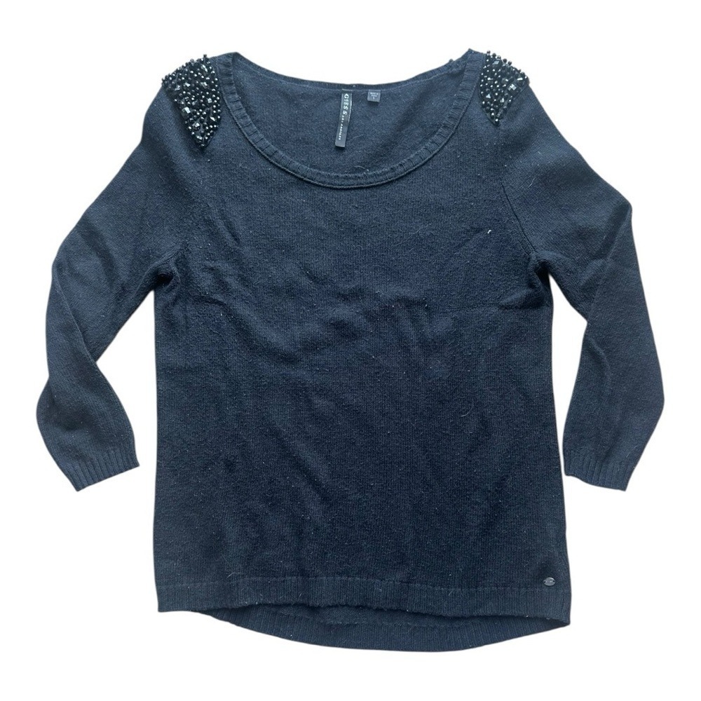 GUESS Embellished Shoulder Sweater – Black – Size S